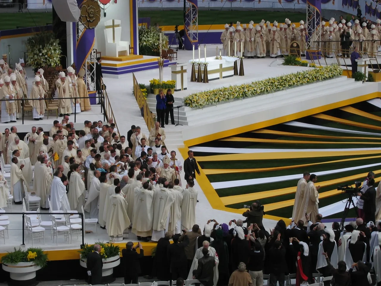 Catholic church gathering in memory of Pope Benedict XVI